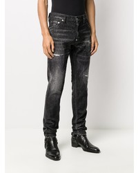 dunkelgraue enge Jeans mit Destroyed-Effekten von DSQUARED2