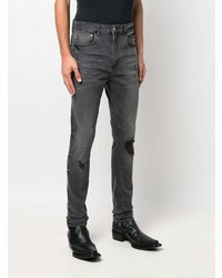 dunkelgraue enge Jeans mit Destroyed-Effekten von Flaneur Homme