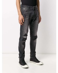 dunkelgraue enge Jeans mit Destroyed-Effekten von Represent