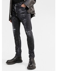 dunkelgraue enge Jeans mit Destroyed-Effekten von DSQUARED2