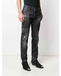 dunkelgraue enge Jeans mit Destroyed-Effekten von DSQUARED2