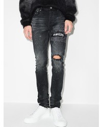 dunkelgraue enge Jeans mit Destroyed-Effekten von purple brand