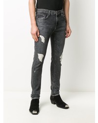 dunkelgraue enge Jeans mit Destroyed-Effekten von J Brand