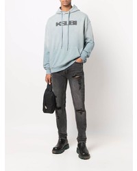 dunkelgraue enge Jeans mit Destroyed-Effekten von Ksubi