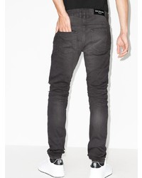 dunkelgraue enge Jeans mit Destroyed-Effekten von Balmain