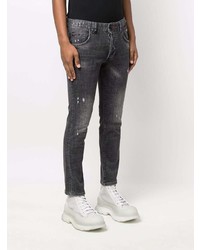 dunkelgraue enge Jeans mit Destroyed-Effekten von Philipp Plein