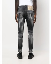 dunkelgraue enge Jeans mit Destroyed-Effekten von Philipp Plein