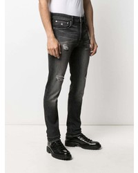 dunkelgraue enge Jeans mit Destroyed-Effekten von Calvin Klein Jeans