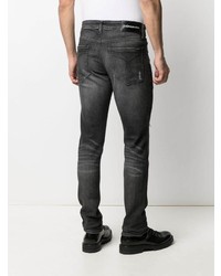 dunkelgraue enge Jeans mit Destroyed-Effekten von Calvin Klein Jeans