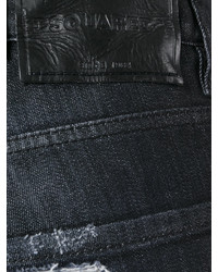 dunkelgraue enge Jeans mit Destroyed-Effekten von Dsquared2