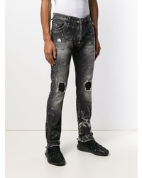 dunkelgraue enge Jeans mit Destroyed-Effekten von Philipp Plein