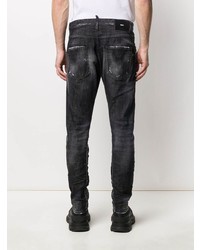 dunkelgraue enge Jeans mit Destroyed-Effekten von DSQUARED2