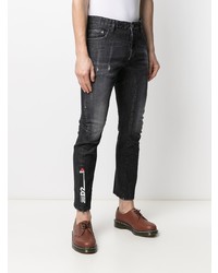 dunkelgraue enge Jeans mit Destroyed-Effekten von DSQUARED2