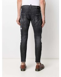 dunkelgraue enge Jeans mit Destroyed-Effekten von DSQUARED2