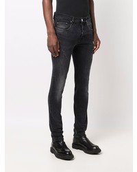 dunkelgraue enge Jeans mit Destroyed-Effekten von Les Hommes