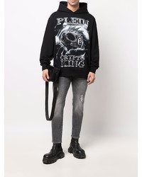 dunkelgraue enge Jeans mit Destroyed-Effekten von Philipp Plein