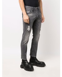 dunkelgraue enge Jeans mit Destroyed-Effekten von Philipp Plein