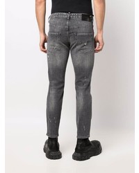 dunkelgraue enge Jeans mit Destroyed-Effekten von Philipp Plein