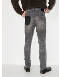 dunkelgraue enge Jeans mit Destroyed-Effekten von purple brand