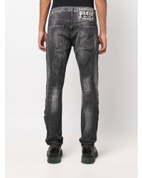 dunkelgraue enge Jeans mit Destroyed-Effekten von Philipp Plein