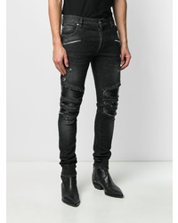 dunkelgraue enge Jeans mit Destroyed-Effekten von Balmain