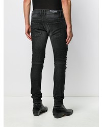 dunkelgraue enge Jeans mit Destroyed-Effekten von Balmain