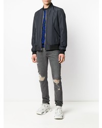 dunkelgraue enge Jeans mit Destroyed-Effekten von Balmain