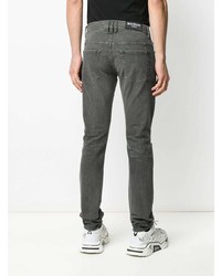 dunkelgraue enge Jeans mit Destroyed-Effekten von Balmain