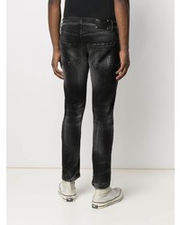 dunkelgraue enge Jeans mit Destroyed-Effekten von Dondup