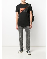 dunkelgraue enge Jeans mit Destroyed-Effekten von Philipp Plein