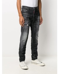 dunkelgraue enge Jeans mit Destroyed-Effekten von DSQUARED2