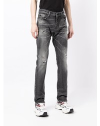 dunkelgraue enge Jeans mit Destroyed-Effekten von Emporio Armani
