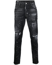 dunkelgraue enge Jeans mit Destroyed-Effekten von DSQUARED2