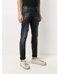 dunkelgraue enge Jeans mit Destroyed-Effekten von Dondup