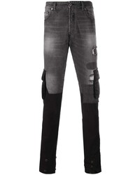 dunkelgraue enge Jeans mit Destroyed-Effekten von Greg Lauren X Paul & Shark