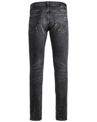 dunkelgraue enge Jeans mit Destroyed-Effekten von Jack & Jones