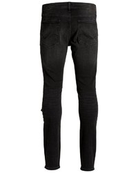 dunkelgraue enge Jeans mit Destroyed-Effekten von Jack & Jones