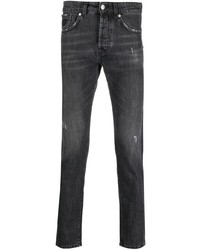 dunkelgraue enge Jeans mit Destroyed-Effekten von John Richmond