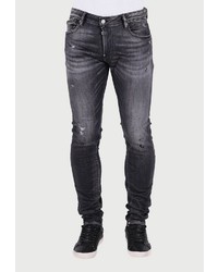 dunkelgraue enge Jeans mit Destroyed-Effekten von Le Temps des Cerises