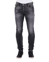 dunkelgraue enge Jeans mit Destroyed-Effekten von Le Temps des Cerises