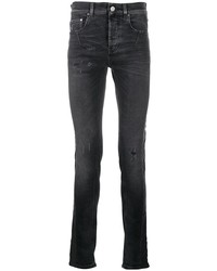 dunkelgraue enge Jeans mit Destroyed-Effekten von Les Hommes