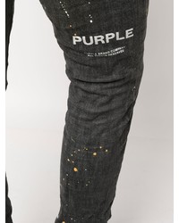 dunkelgraue enge Jeans mit Destroyed-Effekten von purple brand