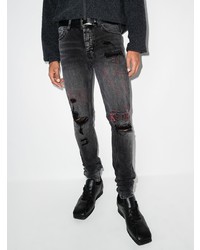 dunkelgraue enge Jeans mit Destroyed-Effekten von Ksubi