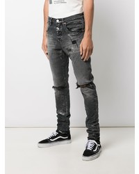 dunkelgraue enge Jeans mit Destroyed-Effekten von purple brand