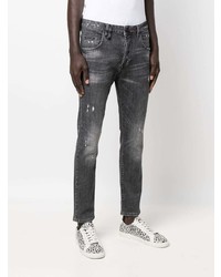 dunkelgraue enge Jeans mit Destroyed-Effekten von Philipp Plein