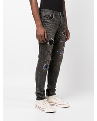 dunkelgraue enge Jeans mit Destroyed-Effekten von purple brand