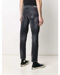 dunkelgraue enge Jeans mit Destroyed-Effekten von Dondup