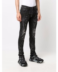 dunkelgraue enge Jeans mit Destroyed-Effekten von Philipp Plein