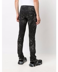 dunkelgraue enge Jeans mit Destroyed-Effekten von Philipp Plein