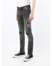 dunkelgraue enge Jeans mit Destroyed-Effekten von Ksubi